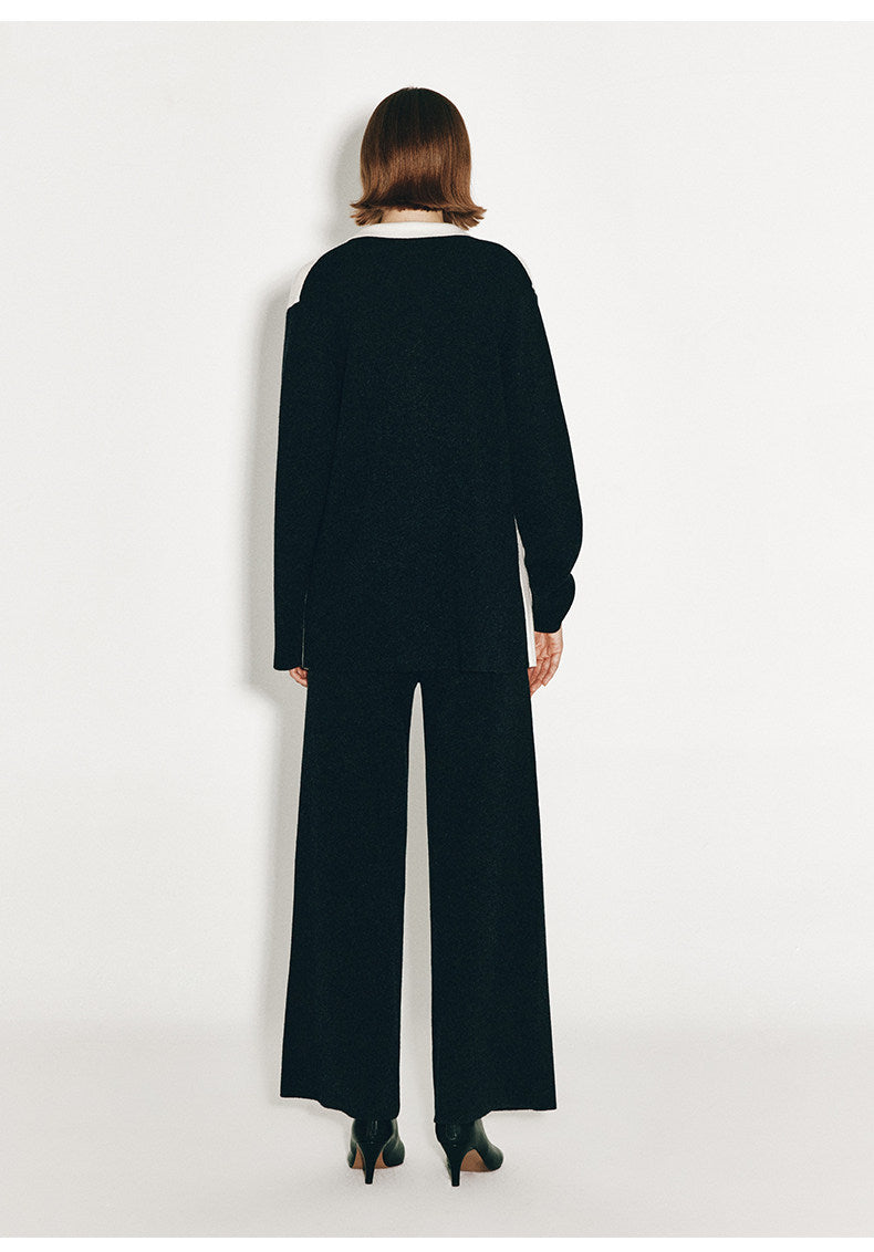 ATELIER MISS LU Geometric Contrasting Cashmere and Wool Blend Vest - IVY