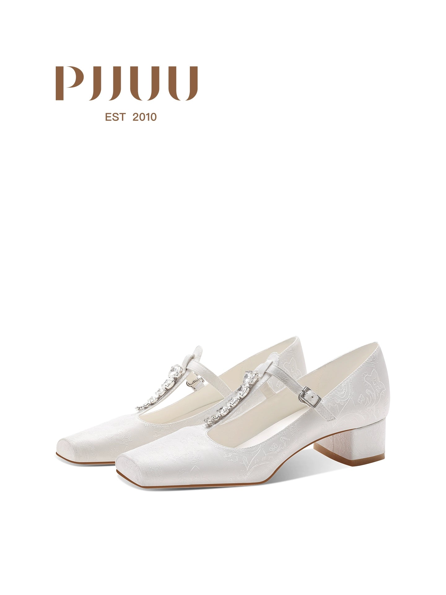 PJJUU white Mary Jane cheongsam thong buckle shoes - KOTA.