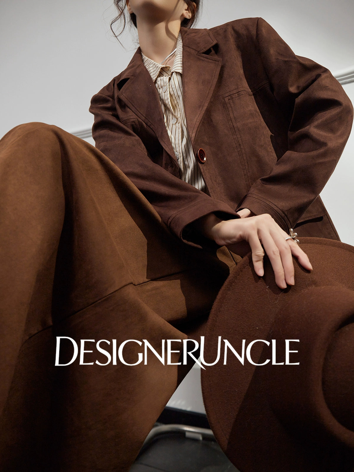 DGU "Twilight" brown blazer new high-end loose slimming suit top - PIECE.