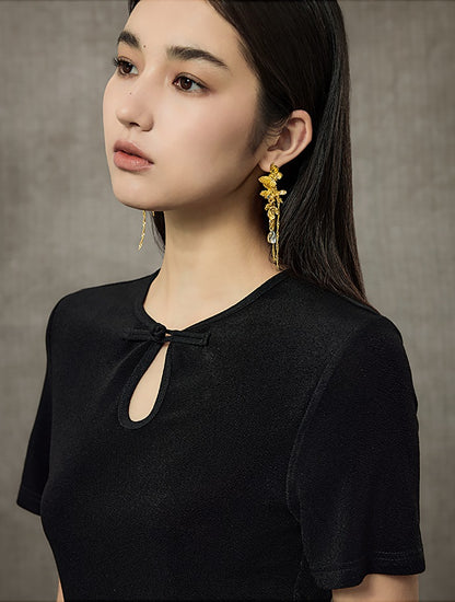 HECO Acetate Knit Buckle Cool Crop Short Sleeve Top - ENGAGE.