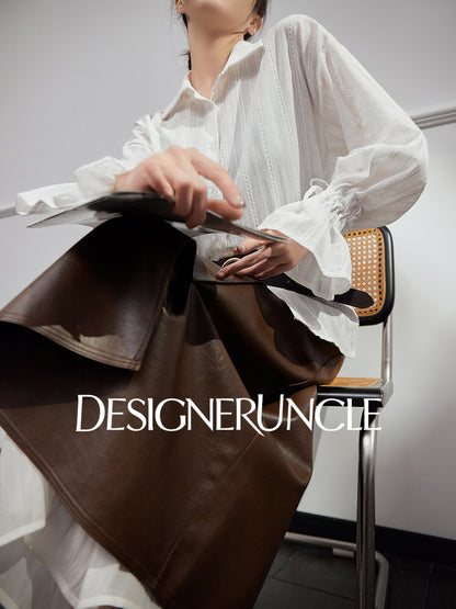 DGU "Hibiscus" white new design loose commuting versatile slimming top - ARCANE.