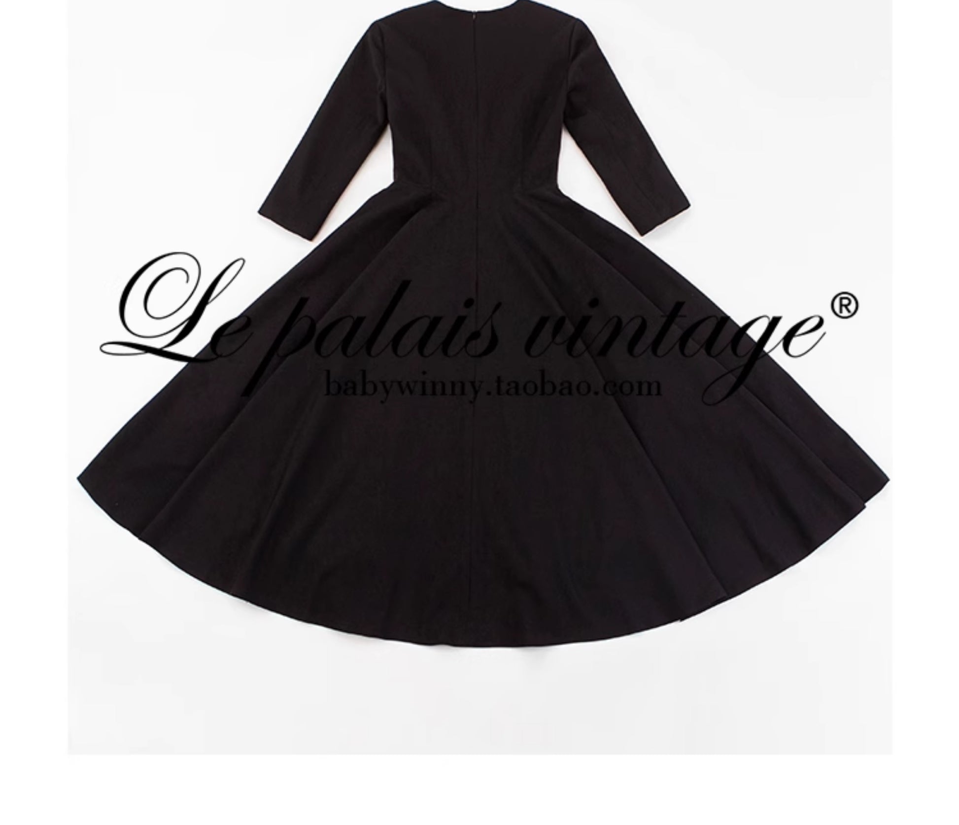 Le Palais Vintage Elegant Retro Long Sleeves Midi black Cocktail Dress GOOD GIRL REBEL Le Palais Vintage Elegant Retro Long Sleeves Midi black Cocktail Dress GOOD GIRL REBEL