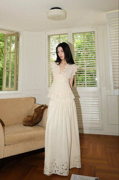 MEI SANGUAN-Neck Top & A-Line Skirt Set - DEVON