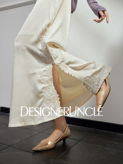 DGU| Off-white simple design fashionable satin light luxury versatile skirt - Louisa.