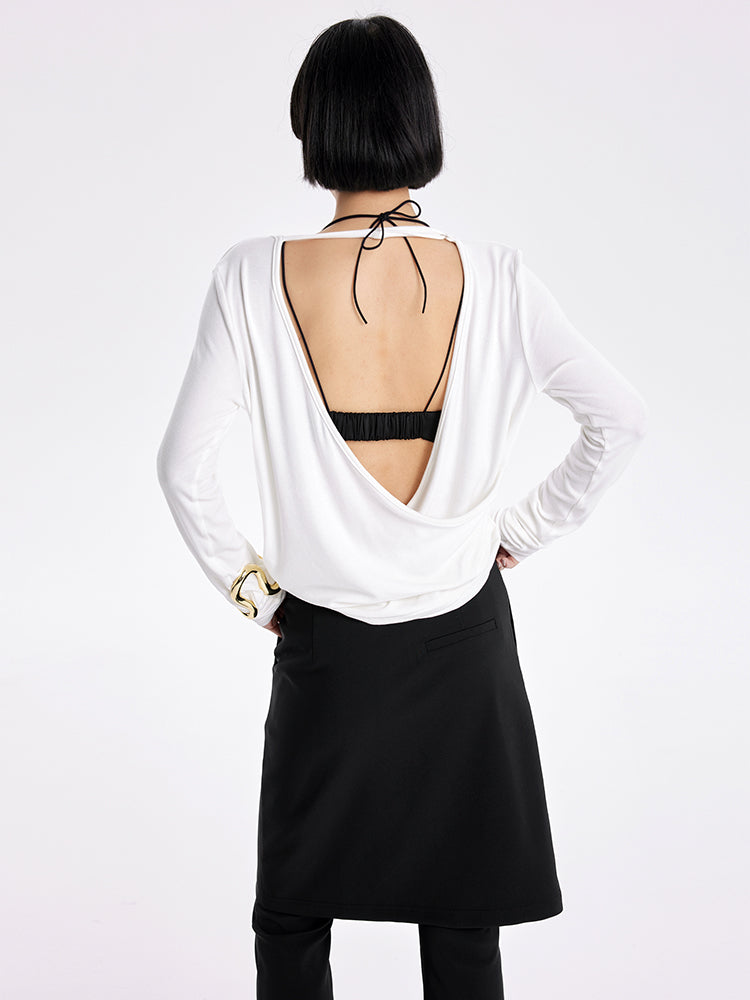 TINY IN Swing Neck Smock Irregular Knit Top - ROX