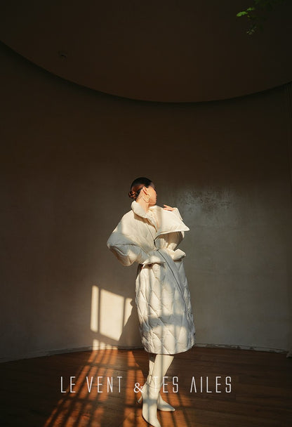 LE VENT&TES AILES Luxury High Cover Pressure Down Long Winter Jacket Coat -SZA