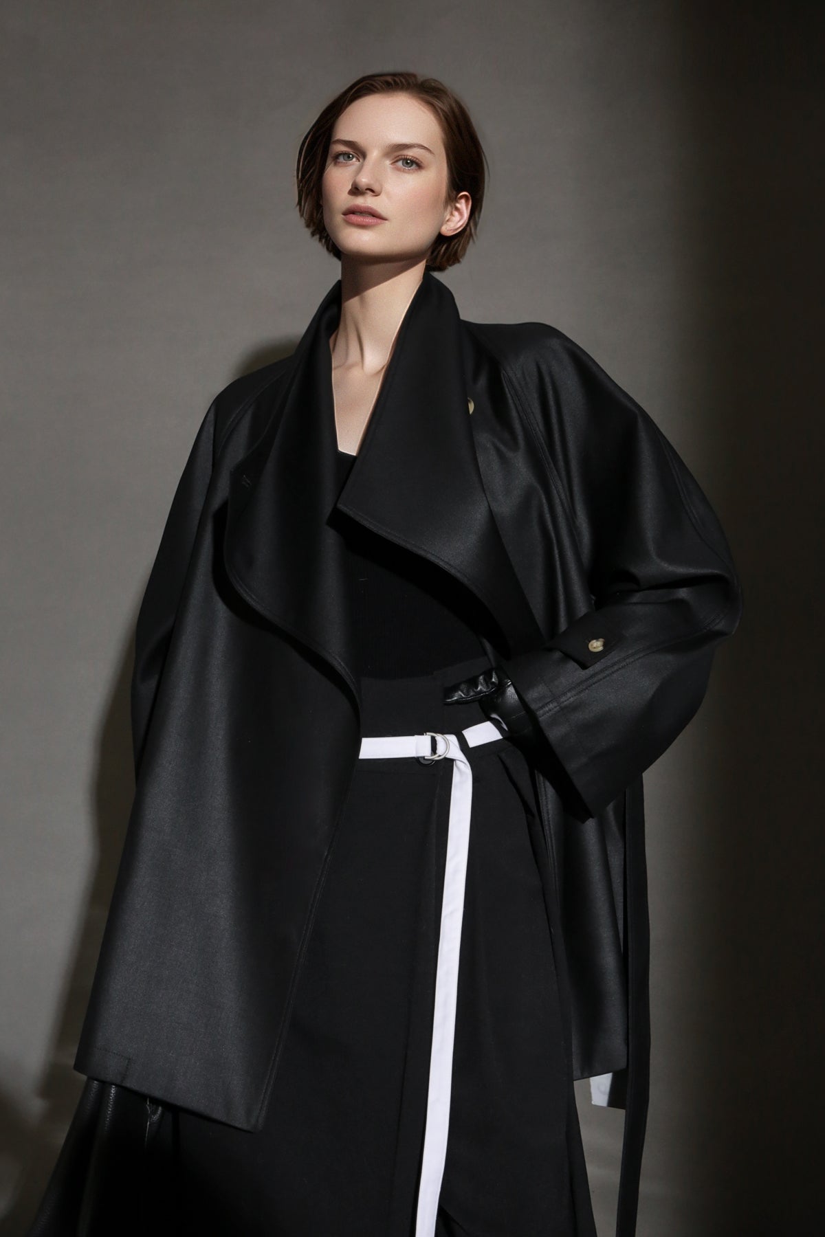 PIAOIN Silhouette design short windbreaker women's luxury jacket commuter-JEAN