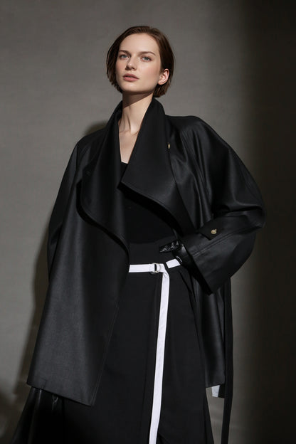 PIAOIN Silhouette design short windbreaker women's luxury jacket commuter-JEAN