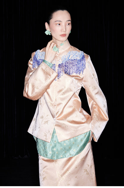 M essential Mackay designer brand Sea Cliff Tassel Beaded Shirt - plain.