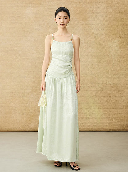 HECO Chinese Jacquard Halterneck Slip Dress  - KNO .