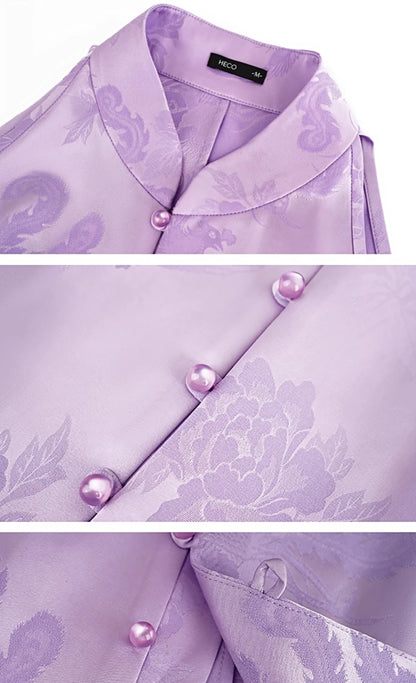 HECO Chinese Acetate Stand-up Collar Waist National Style Jacquard Vest T - FIRE.