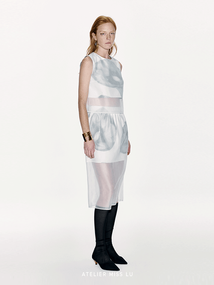 ATELIER MISS LU Calla Lily Print Two-piece Tulle Bolero - THILDA.