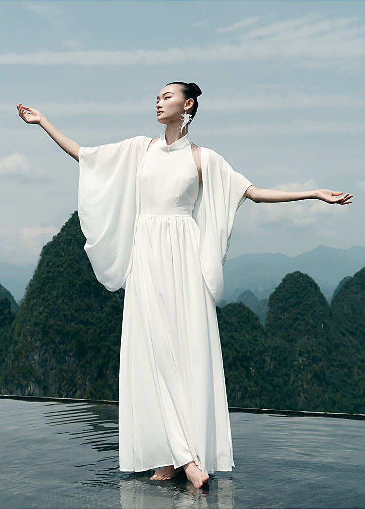 HECO Chinese Style Spell Receiving Waist Sleveless Dress - SIMMER.