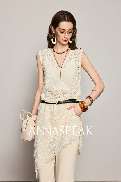 ANNASPEAK versatile chenille velvet lace custom lace dress vest-MAC.