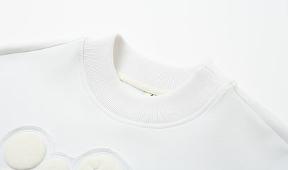 ZHUCHONGYUN white loose embroidered flower manuscript short-sleeved top-UCHIS.