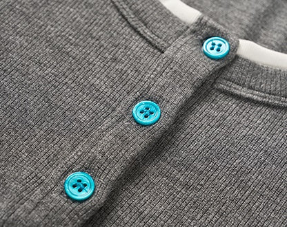 COMME MOI Lu Yan designer new women's clothing Henry collar color-blocked slim T-shirt- CHAOS.