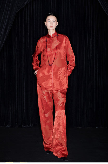 M essential Mackay designer Flower Pot Neck Straight pant top suit - bear.