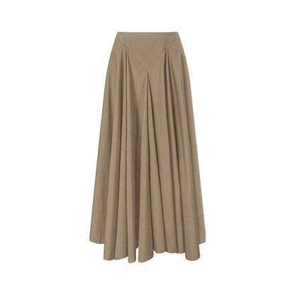 TUYUE Camel Color Simple Large Swing Long Skirt Umbrella Skirt- URIEL.