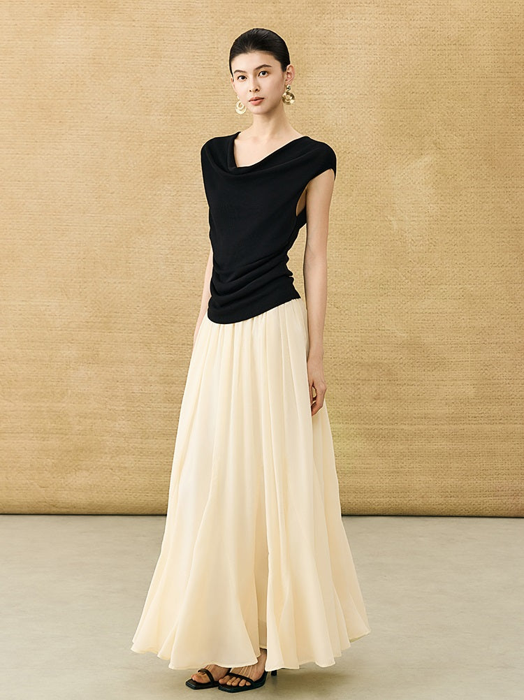 HECO Chinese Solid Color Large Swing Waist Slimming Mermaid Skirt - STARS.