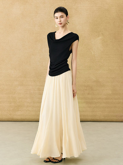 HECO Chinese Solid Color Large Swing Waist Slimming Mermaid Skirt - STARS.