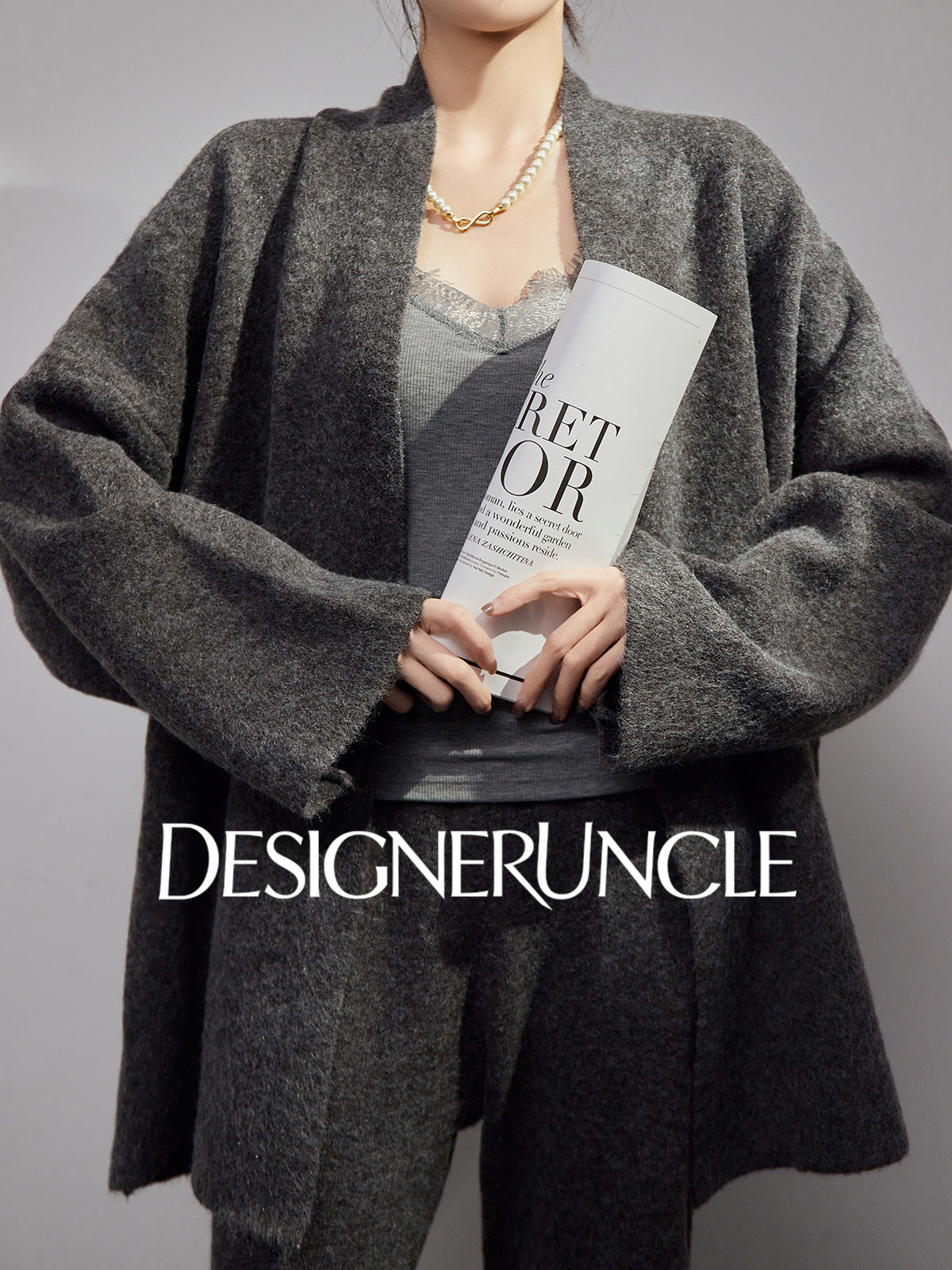 DGU "Ink Luxury" women's knitted suit autumn new high-end loose slimming set - Charlotte.