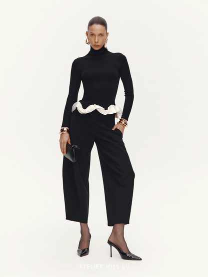 ATELIER MISS LU  Hem clouds surround turtleneck knit top - OLIVIA.