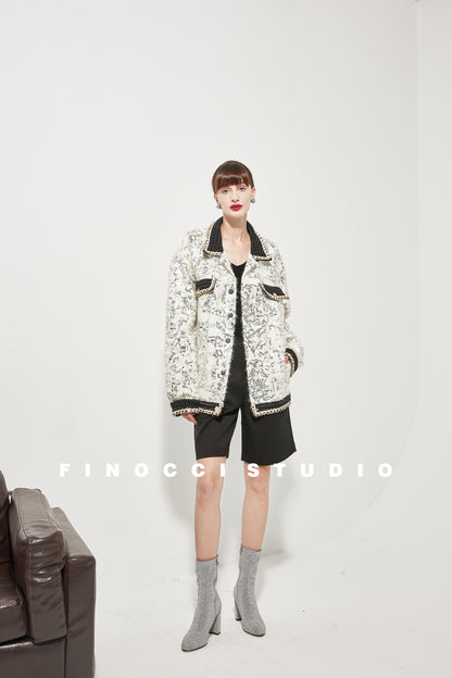 Fall Classic Embroidered Sequins Oversize Thick Coat jacketed - Ilon