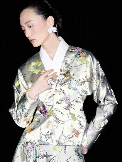 M essential Mackay designer Butterfly Beaded Waist Short Jacket - sake.