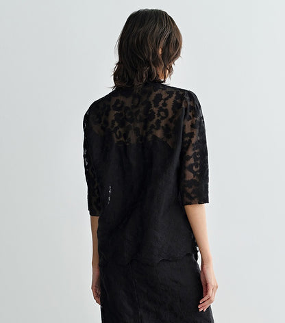 COMME MOI  summer women's silk embroidered half-sleeved top - EVE.