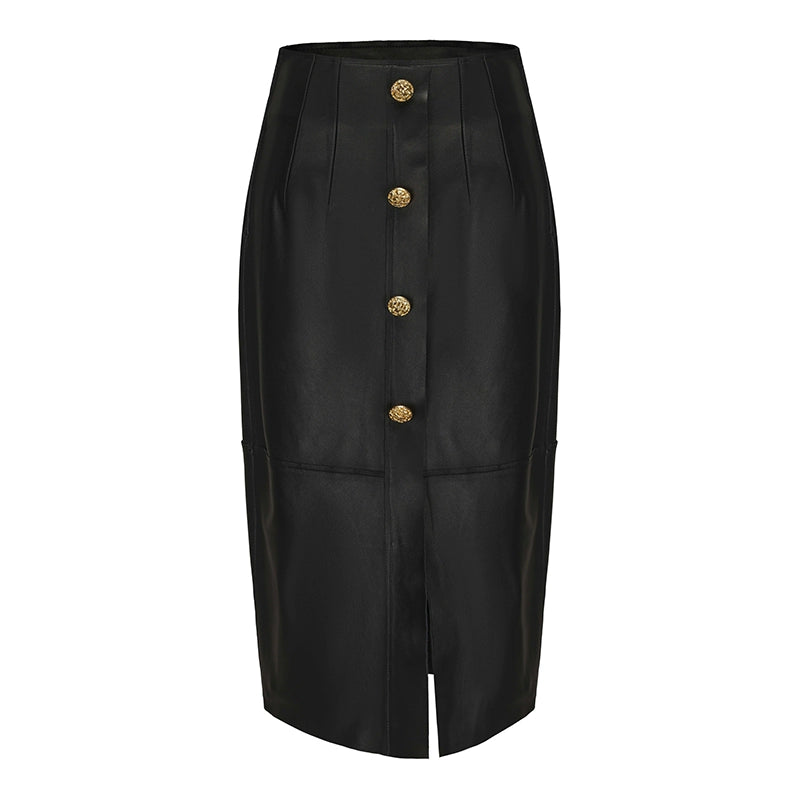 ATELIER MISS LU multi-piece patchwork slim-fitting sheepskin skirt - PRIMROSE.
