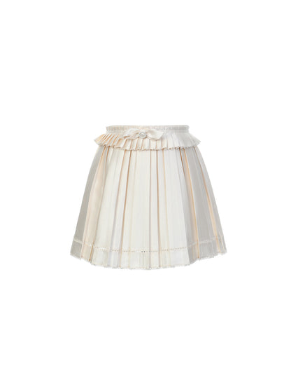 FAME ruffle trim A-line pleated short skirt - AVERY