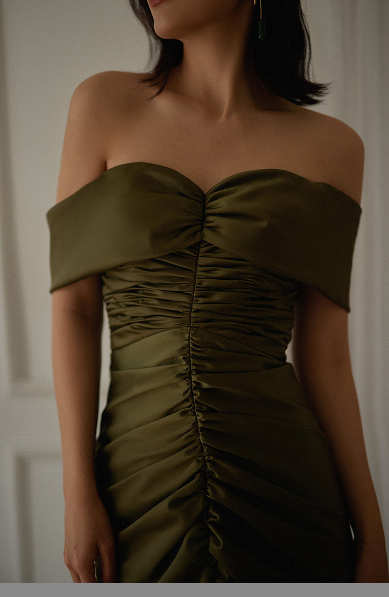 GOUDIN satin light luxury evening dress-SUWA.