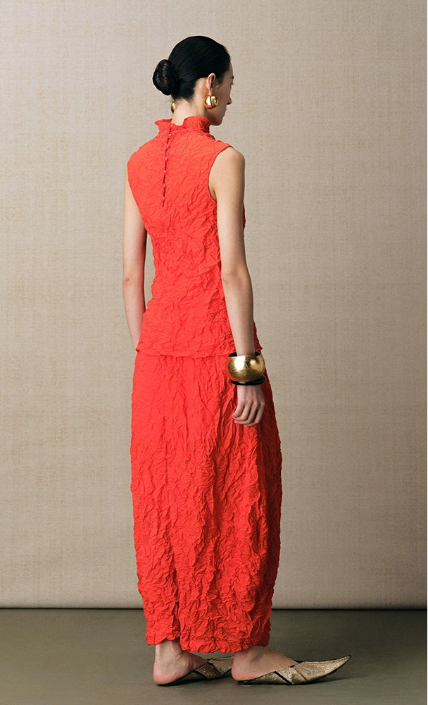 ZHUCHONGYUN bright and wrinkled sleeveless turtleneck top--KANEKI.