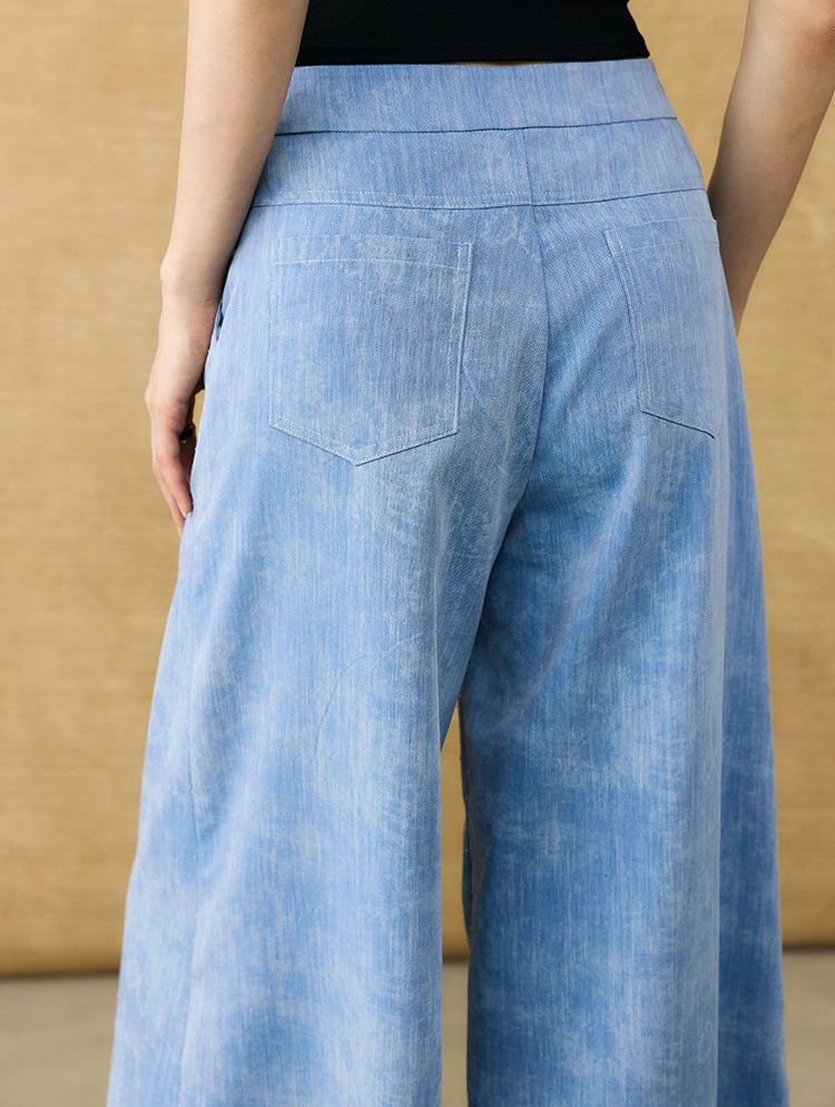 HECO Chinese Old Money Linen Bootcut Slacks Slim Wide-leg Pants - GLADE.
