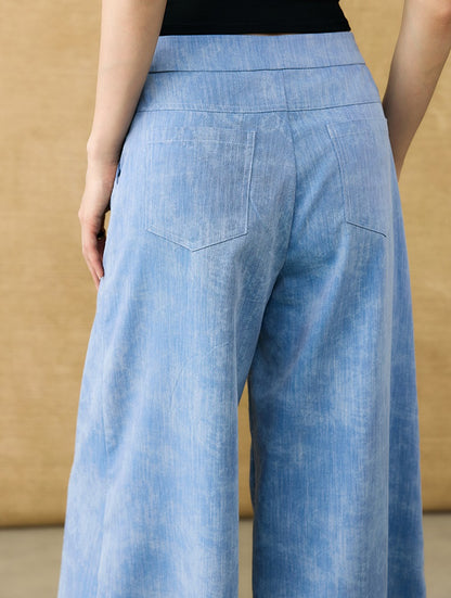 HECO Chinese Old Money Linen Bootcut Slacks Slim Wide-leg Pants - GLADE.