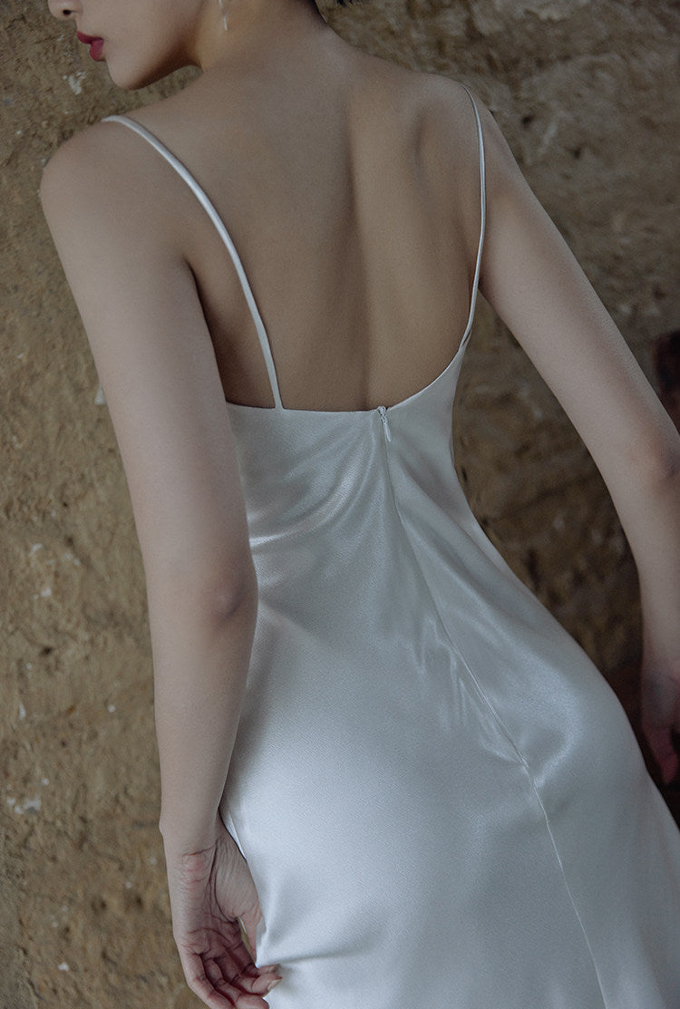 GOUDIN Women's elegant white small evening dress-VIM.