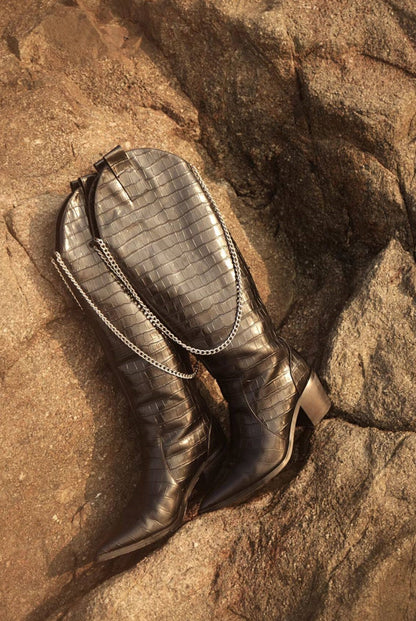 B-FEI mid-heeled high cowboy boots-YING.
