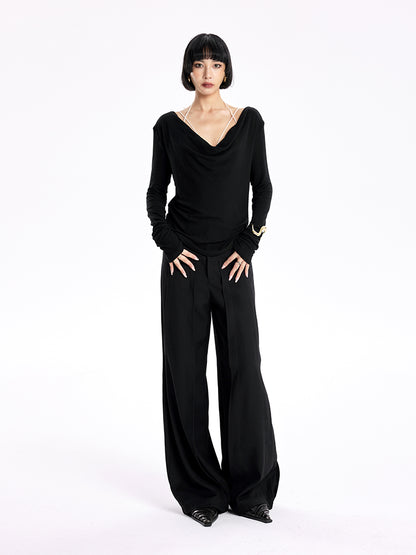 TINY IN Smock Swing Neck Knit T-Shirt Worn Front and Back-ROX.