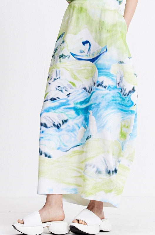 ZHUCHONGYUN Autumn Print Geometric Cotton Skirt Design Skirt--HARUHI.