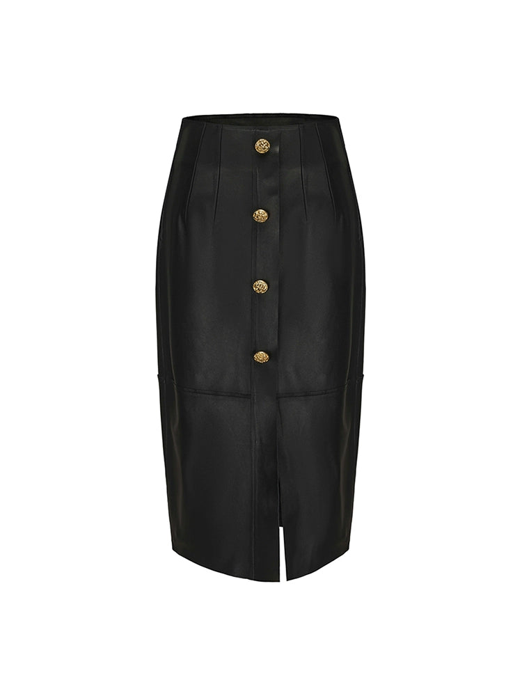 ATELIER MISS LU multi-piece patchwork slim-fitting sheepskin skirt - PRIMROSE.