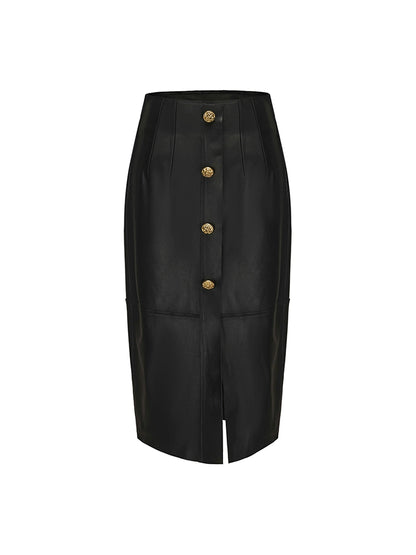 ATELIER MISS LU multi-piece patchwork slim-fitting sheepskin skirt - PRIMROSE.