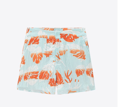 COMME MOI Lv Yan designer summer fashion casual resort style printed shorts - AMELIA.