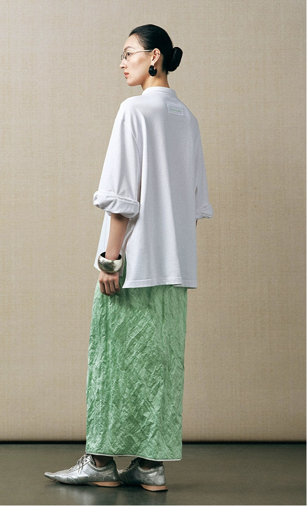 ZHUCHONGYUN front slit straight long skirt-MERUEM.