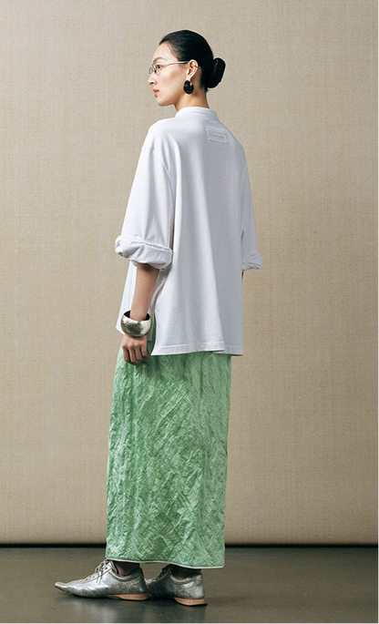ZHUCHONGYUN front slit straight long skirt-MERUEM.