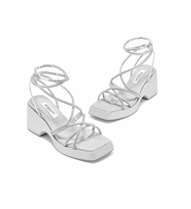 SHOESZOOO  Fairy Style Platform Block Heels - AQUA.
