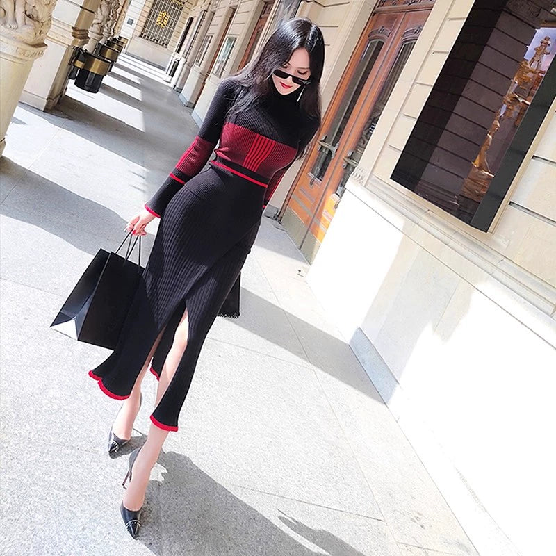 VJE waist knitted skirt with coat and coat with dress - COMMS.