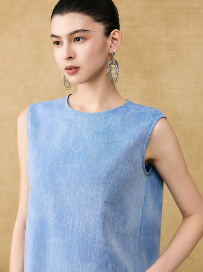 HECO Chinese women's summer  diamond blended linen vest dress - SWET.