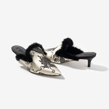 B-FEI New Chinese fur pointed toe heel-KAKA.