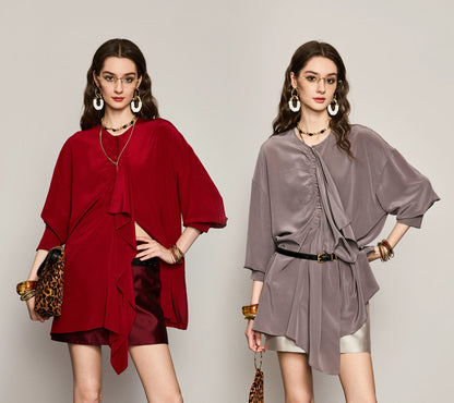 ANNASPEAK  ruffled  silk shirt-MAZO.