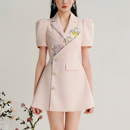 CHECOCRE Stunning Stubble Temperament Commuter Pink Suit Dress - ESSENTIAL